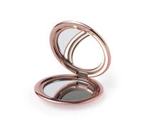 eBuyGB Rose Gold Metallic Compact Makeup Mirror, Small 1X/2X Magnifying Round Double Sided Pocket Mirror, Portable Folding Mirror for Travel, Birthday