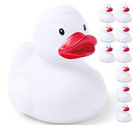 eBuyGB Rubber Duck Floating Bath Time Toy for Children, White, Pack of 16