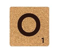 eBuyGB Scrabble Drinks Coasters, Square Cork Coaster, Individual Alphabet Letters, Scrabble Tiles with Score Marks - Personalise Your Own Scrabble Words (O)