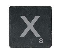 eBuyGB Scrabble Drinks Coasters, Square Slate Coaster, Individual Alphabet Letters, Scrabble Tiles with Score Marks - Personalise Your Own Scrabble Words (X)