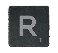 eBuyGB Scrabble Drinks Coasters, Square Slate Coaster, Individual Alphabet Letters, Scrabble Tiles with Score Marks - Personalise Your Own Scrabble Words (R)