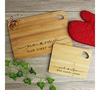 eBuyGB Set of 2 Personalised Chopping/Cheese Board, Wooden Cutting Board, 5th Wedding Anniversary, Engagement, Valentine's Gift for Couples