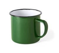 eBuyGB Set of 4 380ml Coloured Enamel Mugs Retro Outdoor Camping Travel Tin Rustic Metal Cups (Green)