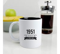 eBuyGB Seventieth Gift for Dad Engraved Black Reveal Coffee Mug-1951 Year of The Legend Design-70th Birthday, Men-370ml Tea Cup, Ceramic