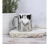 eBuyGB Shiny Silver Mug, 80 & Fabulous Ceramic Coffee Cup, Milestone Birthday, 80th Birthday Gift for Her, Grandma, Mum, Auntie
