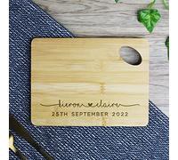 eBuyGB Small Personalised Chopping/Cheese Board, Wooden Cutting Board, 5th Wedding Anniversary, Engagement, Valentine's Gift for Couples