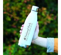 eBuyGB Stainless Steel Water Bottle - Laser Engraved Custom Business, Company Logo, Design - Double Wall 500ml Insulated Vacuum Flask - 12 Hours Hot & 24 Hours Cold (White)