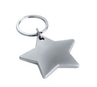 eBuyGB Star Shaped Chrome Plated Metal Key Ring Gift Boxed - Suitable for Engraving, Matte Silver, 11.4 x 5.41 x 1.8 cm