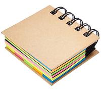 eBuyGB Sticky Notes Box Multi Memo Notepad Portfolio, 5 Colours, Brown,7 x 7.5 x 2.3 cm