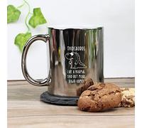 eBuyGB Taidsaurus Mug, Taid Mug, Dinosaur Mug, Engraved Shiny Silver Metallic Reveal Coffee Mug, Father's Day Gift for Welsh Grandad, Grandpa, Birthday Gift, Funny Present