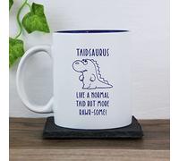 eBuyGB Taidsaurus Mug, Taid Mug, Dinosaur Mug, Engraved White Blue Reveal Coffee Mug, Father's Day Gift for Welsh Grandad, Grandpa, Birthday Gift, Funny Present