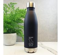 eBuyGB Taidsaurus Water Bottle, Dinosaur Bottle, Black 500ml Double Walled Insulated Drinks Bottle,Father's Day Gift, Taid Birthday Gift, Present for Welsh Grandad