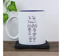 eBuyGB This Grandad Belongs to Mug, Personalised Ceramic White Blue Reveal 350ml Coffee Cup