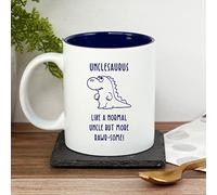 eBuyGB Unclesaurus Mug, Uncle Mug, Dinosaur Mug, Engraved White Blue Reveal Coffee Mug, Father's Day Gift, Uncle Birthday Gift, Funny Mug Present