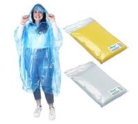 EBuyGB Unisex 12165 Pack Of 9 Adult Emergency Waterproof Rain Ponchos - Reusable, Transparent, Yellow & Blue