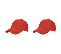 eBuyGB Unisex Adult Classic Adjustable Baseball Cap, Cotton, Red (Pack of 2)