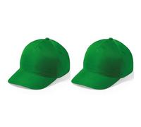 eBuyGB Unisex Kid's Adjustable Plain Hat Baseball Cap, Green, Pack of 2