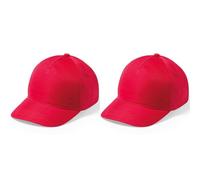 eBuyGB Unisex Kid's Adjustable Plain Hat Baseball Cap, Red, Pack of 2