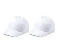 eBuyGB Unisex Kid's Adjustable Plain Hat Baseball Cap, White, Pack of 2