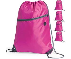 eBuyGB Unisex's Travel Sack Cinch Drawstring Zipper Bag, Pink, 5