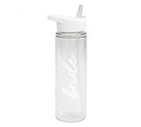 eBuyGB White Bride Water Bottle 725ml, Hen Party Drink Bottle with Straw Lid, Bridal Shower, Hen Do Favours, Bridesmaid Gifts & Party Bag Fillers