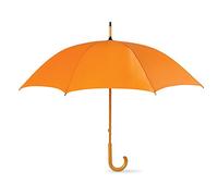 eBuyGB Wooden Crook Handle Large Umbrella Classic Manual Opening Rainproof for Men and Women Umbrella Windproof Strong - Orange 41.5 Inch / 105cm Span 90cm Length