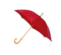 eBuyGB Wooden Crook Handle Large Umbrella Classic Manual Opening Rainproof for Men and Women Umbrella Windproof Strong - Red 41.5 Inch / 105cm Span 90cm Length