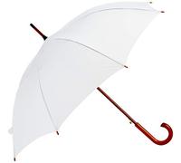 eBuyGB Wooden Crook Handle Large Umbrella Classic Manual Opening Rainproof for Men and Women Umbrella Windproof Strong - White 41.5 Inch / 105cm Span 90cm Length