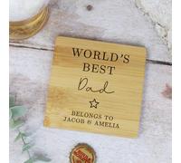eBuyGB World’s Best Daddy Coaster, Wood 2 in 1 Drinks Coaster & Bottle Opener, Daddy Belongs To, for Dad, Dad Bottle Opener