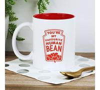 eBuyGB You're My Favourite Human Bean Mug, Engraved 350ml Red Reveal Coffee Mug - Funny Birthday, Valentine's Day Gift, Bean Pun Gift