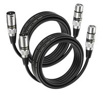 EBXYA Premium Balanced XLR Microphone Cable 3M 2-Pack - 3-Pin Male to Female, Studio/Stage Audio Connection with Black