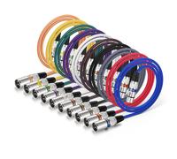EBXYA XLR Cable 1m 10-Pack Multi-Colour for Studio & Live