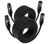 EBXYA XLR Microphone Cable 20M/65.6ft 2-Pack, 3-Pin Balanced Shielded Mic Cord Black- for Podcast Studio, Live Sound, PA Systems, Stage Speakers - Professional Audio Equipment