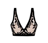 EBY Sheer Mesh Bralette for Women Seamless Wireless Bra with Support - Without Metal Wire, Oh La La, XL