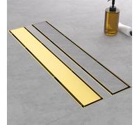 EBYTE Linear Shower Drain, 24 Inch Brushed Gold 304 Stainless Steel Shower Drain with Tile Insert Panels, Rectangle Shower Floor Drain with Adjustable Feet, Hair Catcher, Fits Bathroom, Balcony