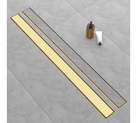 EBYTE Linear Shower Drain, 48 Inch Brushed Gold 304 Stainless Steel Shower Drain with Tile Insert Panels, Long Rectangle Shower Floor Drain with Adjustable Feet, Hair Catcher, Fits Bathroom, Balcony