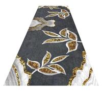 EBZFASO Hallway Runner Rug, Gray And Gold Leaf Pattern Runner Rug, Machine Washable(130CMx200CM (4.3FTx6.5FT))