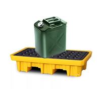EBZFASO Modular Spill Containment Tray, Drum Spill Containment Pallet With Drainage Outlet Black And Yellow(49x35x9.5cm)