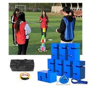 EBzvblxm Team Building Block Tower Games, Team Building Multicolor Block Stacking Tower Game Kit 5/8/10 pcs(Blue,10PCS)