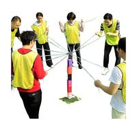 EBzvblxm Team Building Block Tower Games, Team Building Tower Game Blocks ABS Multicolor 5/8/10 Pcs(Blue,5PCS)