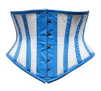 EC EXPO CITY Women Double Steel Boned Heavy Duty Underbust Waist Training Shaper costume Mesh Corset (as8, alpha, xx_s, regular, regular, Sky with White Mesh)