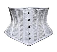 EC EXPO CITY Women Double Steel Boned Heavy Duty Underbust Waist Training Shaper costume Mesh Corset (as8, alpha, 6x_l, regular, regular, White)