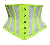 EC EXPO CITY Women Double Steel Boned Heavy Duty Underbust Waist Training Shaper costume Mesh Corset (as8, alpha, 7x_l, regular, regular, Fluorescent Green with White Mesh)