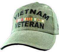 EC Us Vietnam Veteran Logo Embroidered Hat - Green Adjustable Buckle Closure Cap , Color: Multicolor , Size: One Size