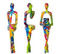 Ecacon 3Pcs Graffiti Thinker Statue Accents Reading Women Sculptures, Modern Aesthetic Figurine Decoration, Abstract Art Ornament,Suitable for Home Living Room Office Shelf Table Desk Bookshelf Décor