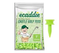 ECADDIE Green Golf Tees 25mm (50 Pack) - Green Castle Golf Tees Excellent as Iron Tees, Small Golf Tees Plastic Material With Green Tees Golf Castle Tee Design for Consistent Golf Tee Height