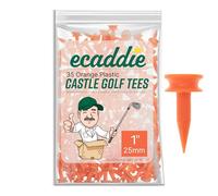 ECADDIE Orange 25mm Plastic Castle Graduated Golf Tees (35 Pack)