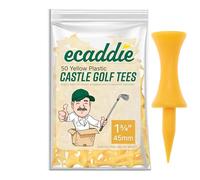 ECADDIE Yellow Golf Tees - 45mm / 1.75 Yellow Golf Tees (50 Pack) 45mm Yellow Castle Golf Tees, Durable and Brightly Coloured Yellow Castle Tees suitable for Driver Tees and Driving Range Practice