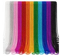 Ecally 1000 Pcs 4th of July Accessories Red Blue White Parade Throw Bulk Patriotic 33" Beaded Necklaces Metallic 250th Bead Necklaces for Independence Day Party Favor (33in,Rainbow)