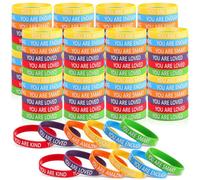 Ecally 120 Pcs Motivational Rubber Bracelets Bulk Colorful Affirmation Silicone Bracelets with Positive Message Inspirational Saying Class Prizes Teacher Gifts for Student Back to School End of Year